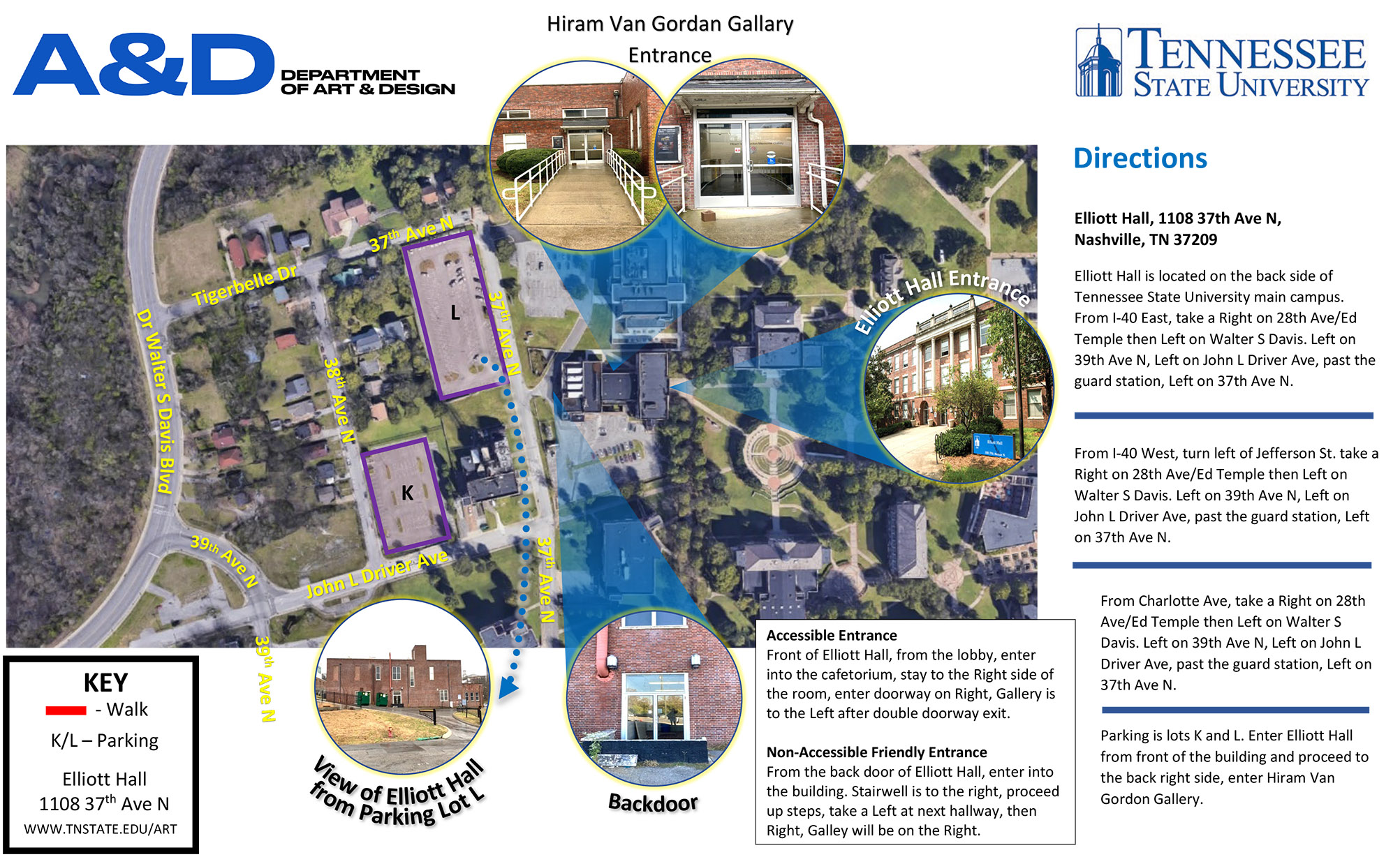 map to Elliott Hall on Tennessee State University 