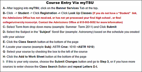 Registration Via myTSU