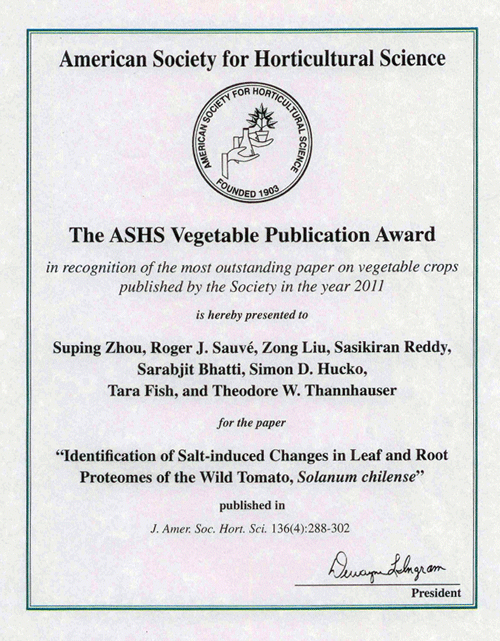 ASHS Vegetable Publication Award (2011)