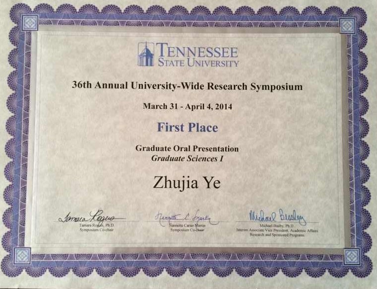 First Place Award - 36th Annual University-Wide Research Symposium