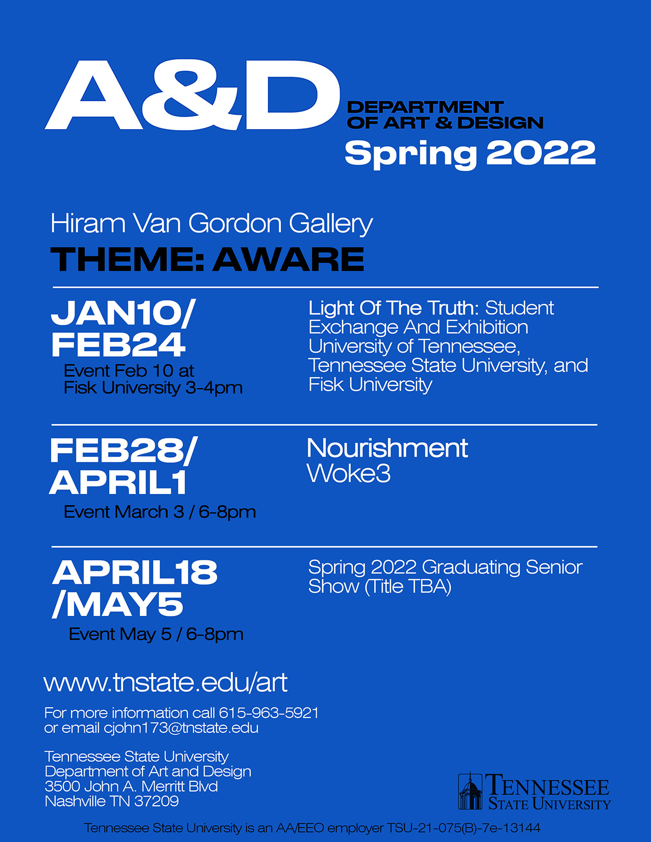 Spring 2022 Gallery Schedule