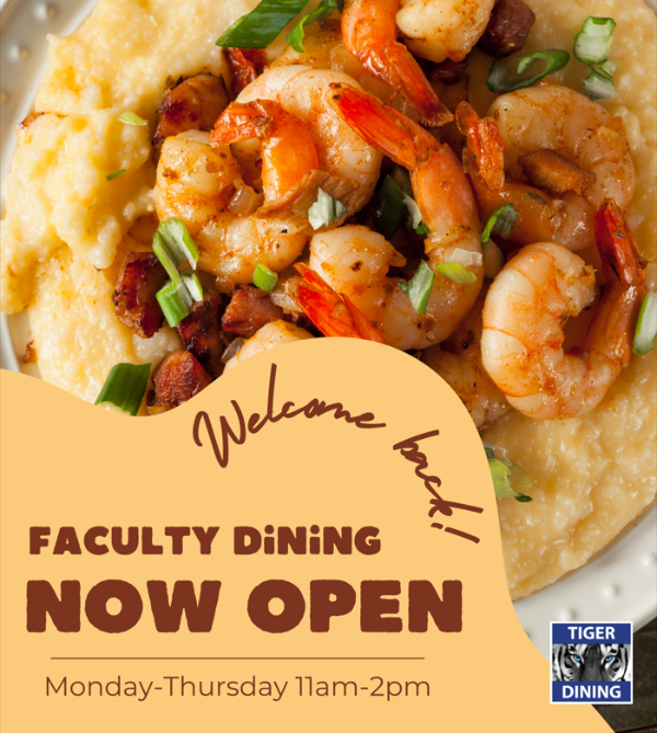 Faculty Dining reopened - Monday through Thursday 11:00 - 2:00