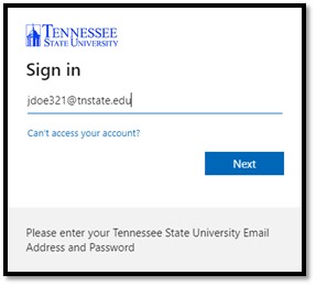 MyTSU Sign in Page