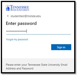 MyTSU Enter Password Page