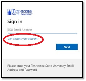 MyTSU Can't Access Your Account Link