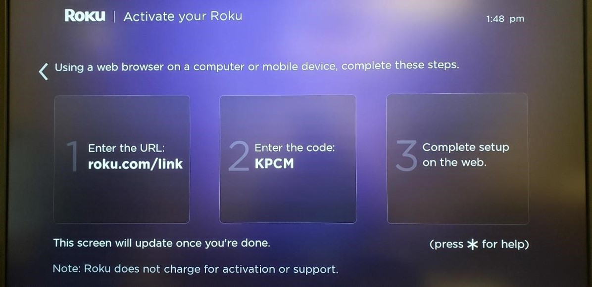 Roku Enter Code Screen