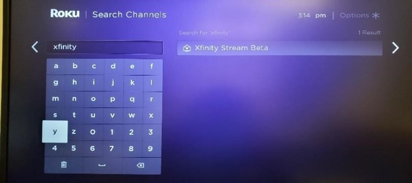 Search and Select Xfinity Stream Beta
