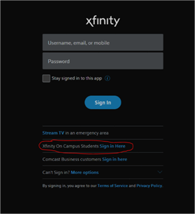 Xfinity Sign In Screen