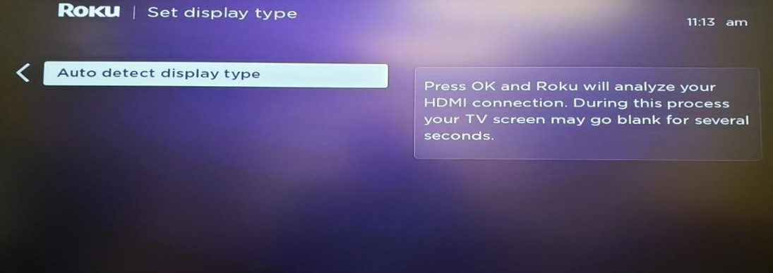 Set Display Type Screen