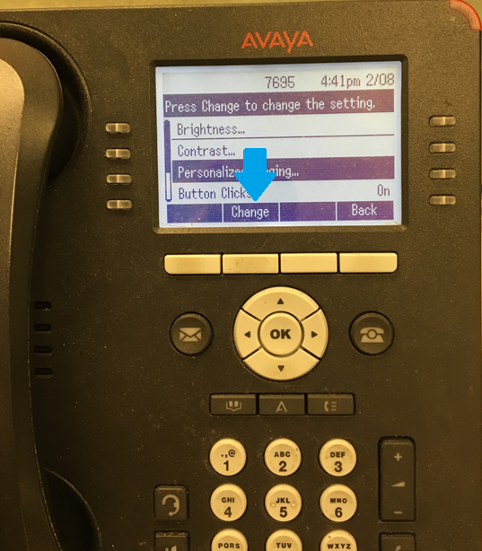 Arrow down to personalized ringing and press change button 