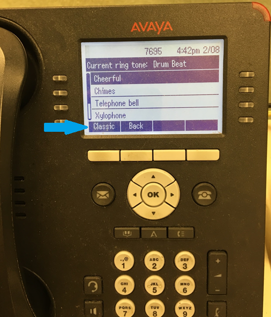 Click on Classic on screen to access different ringtones