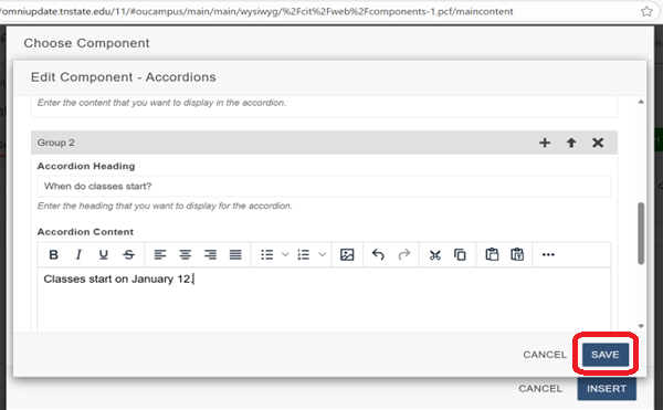 component save button
