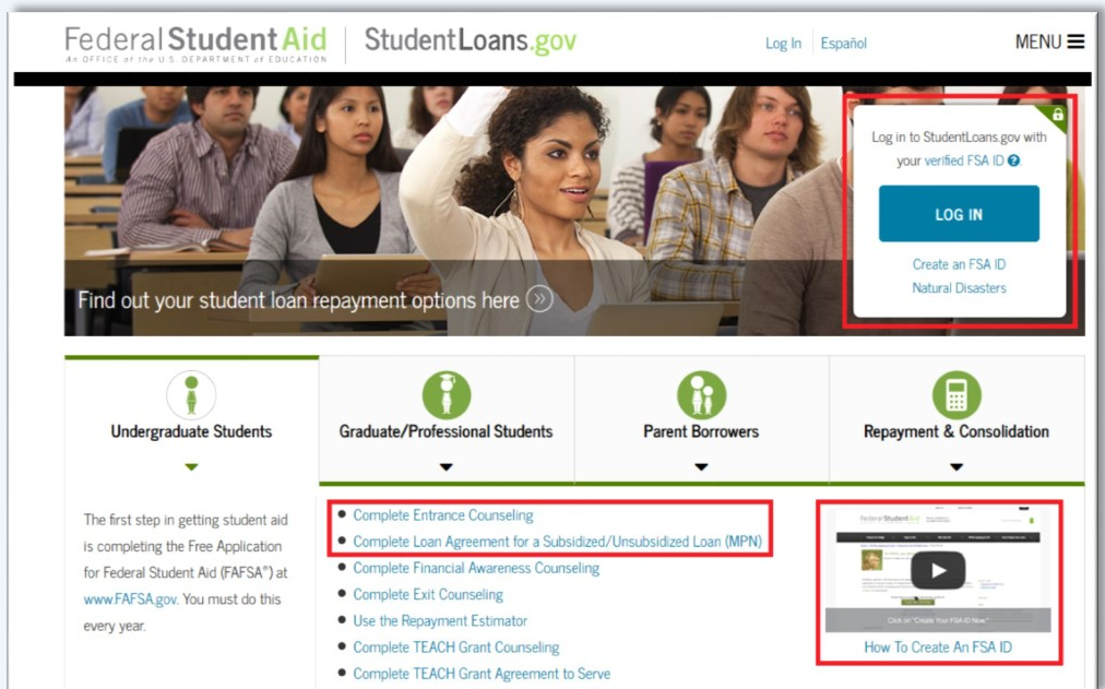 Student loans.gov website