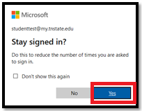 Stay Signed In Yes Button
