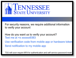 How you want to verify your account options