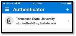Authenticator App TSU account screen