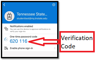 One Time Password code on App