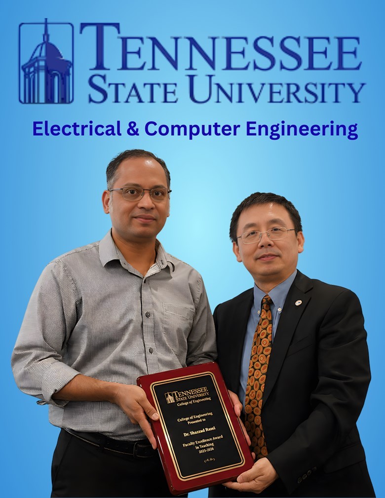 College of Engineering Best Teaching Faculty Award (Dr. Rassel (L)), Dr. Li (R)