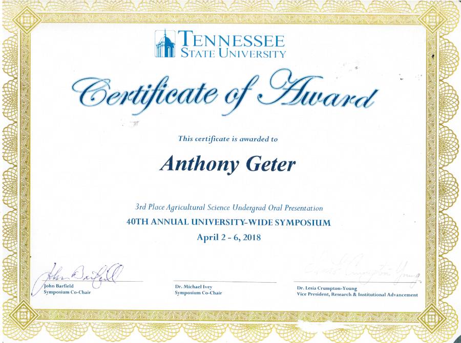 Anthony Geter's Award