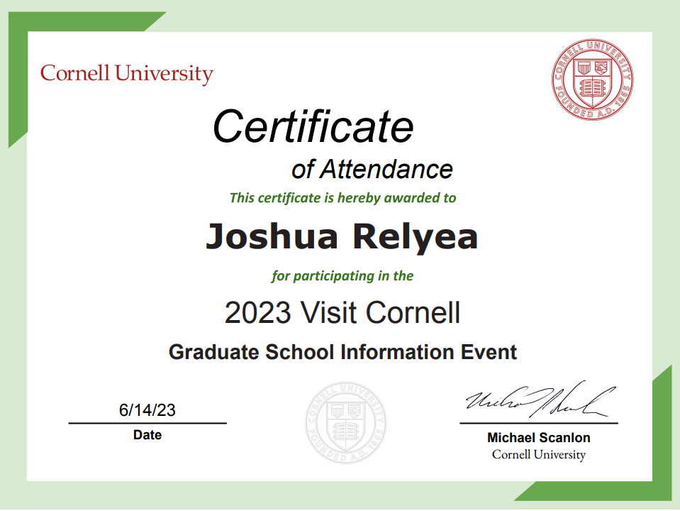 Josh Certificate