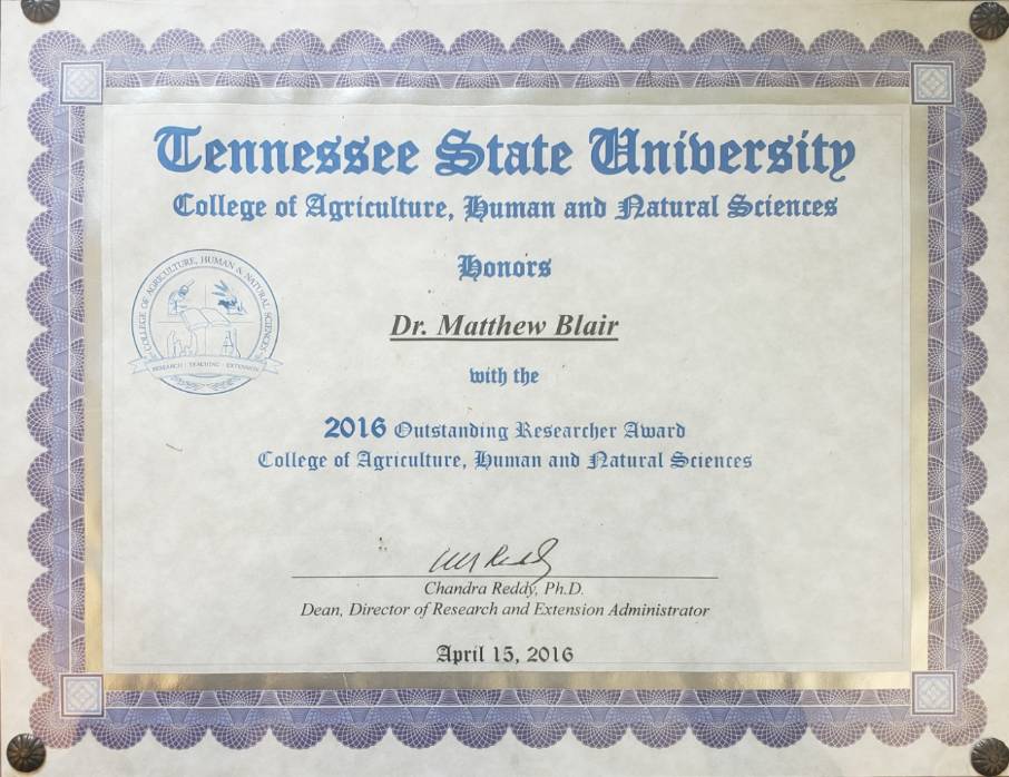 Dr. Blair's Outstanding Researcher Award