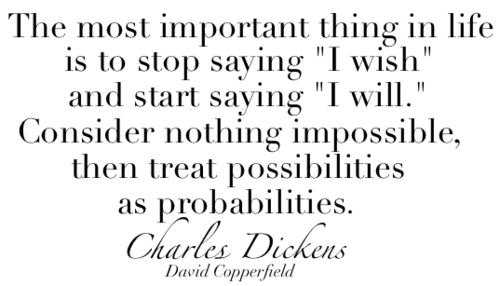 the most important thing is to stop saying I wish and start saying I will