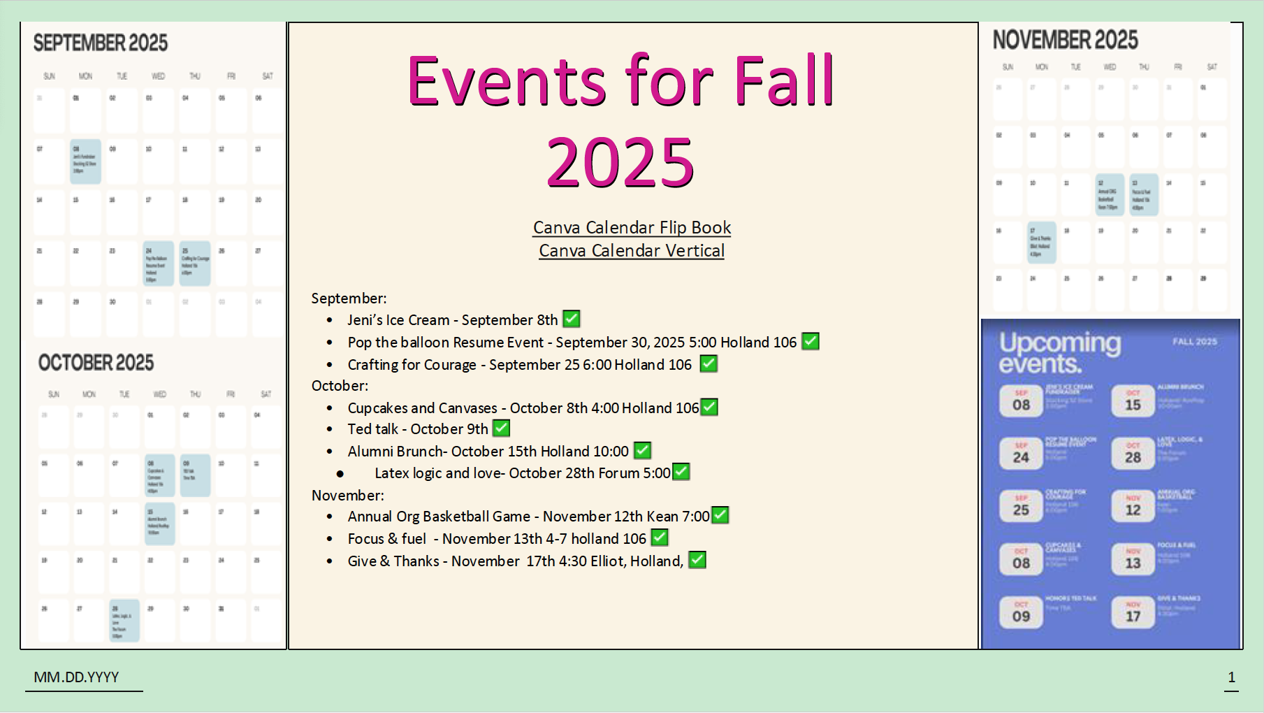 Honors Council events Fall 2025