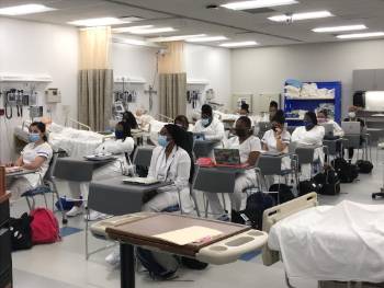 nursing students in lab