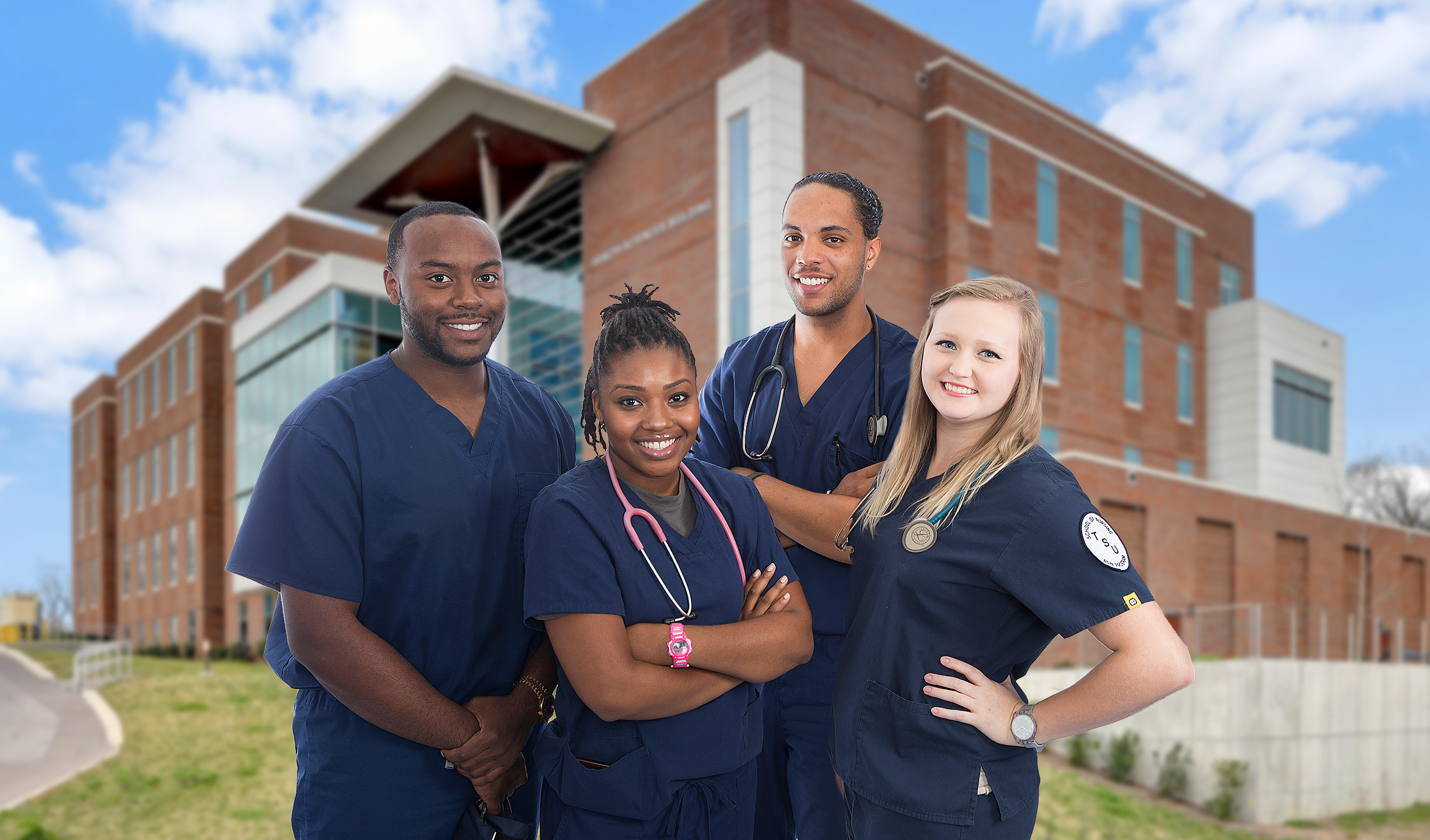 group of four nursing students