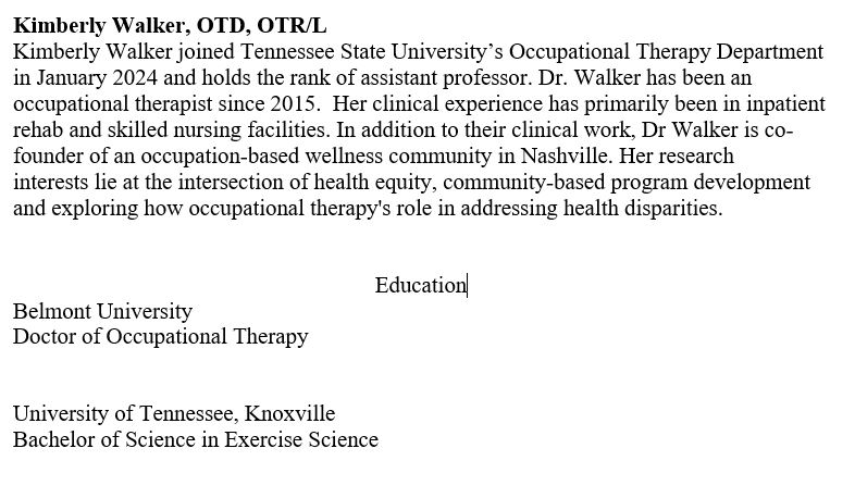 Dr. Kimberly Walker Bio