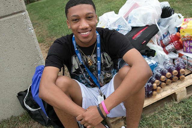 student on move-in day