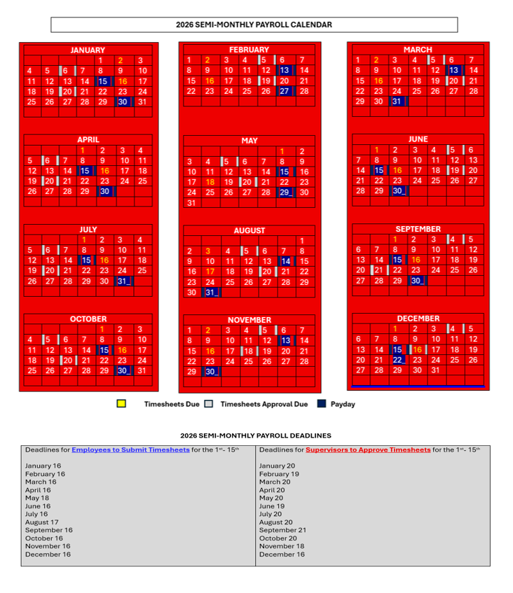 semi monthly dates