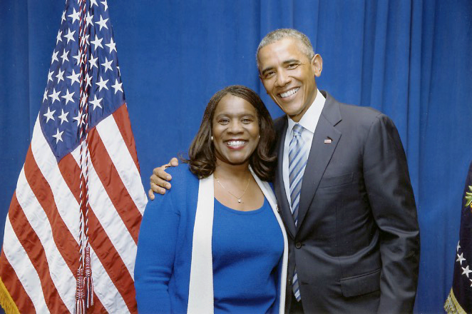 Dr. Glenda Basking Glover with President Obama