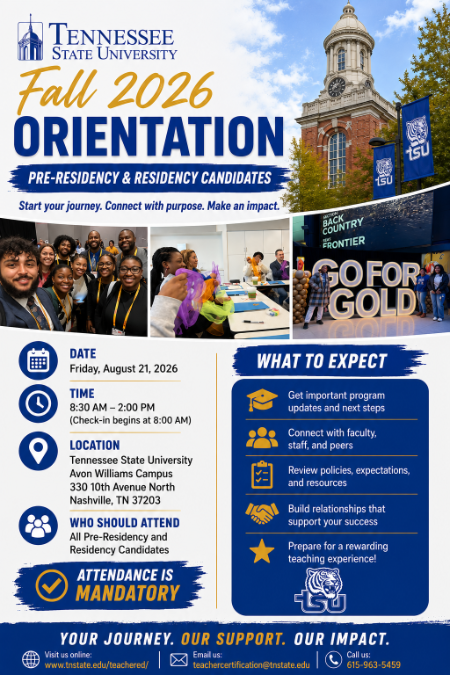 Fall 2026 Teacher Education Orientation