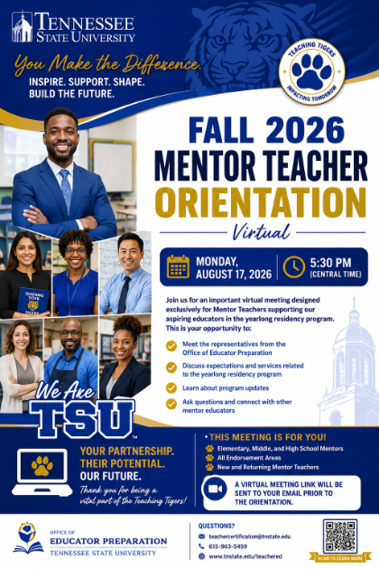 Mentor Teacher Fall 2026 Orientation Flyer