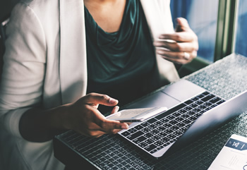 employee using laptop