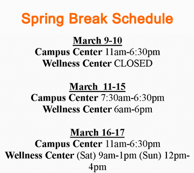 Spring Break Schedule